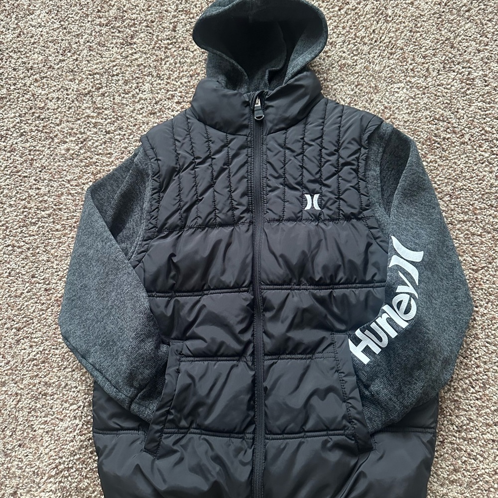 Hurley Kids Black and Gray Puffer Jacket